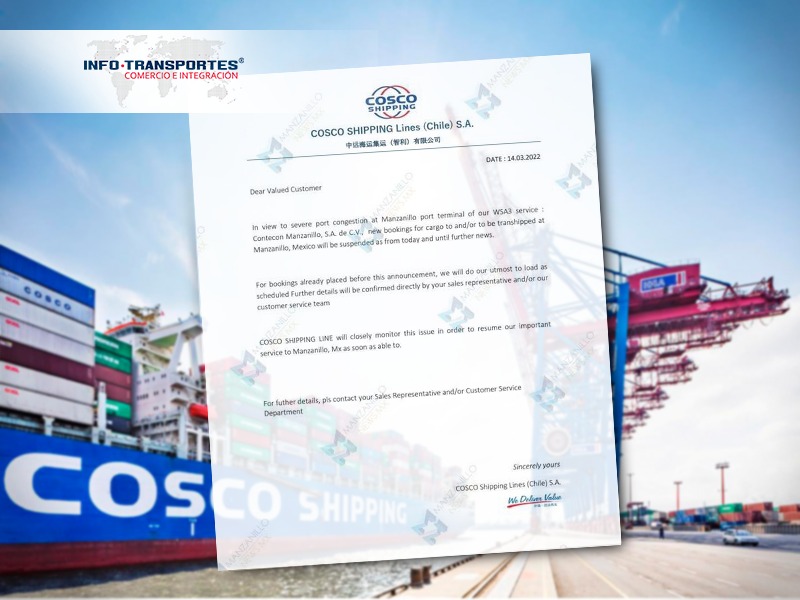 Cosco desmiente comunicado apócrifo sobre operaciones en puerto Manzanillo